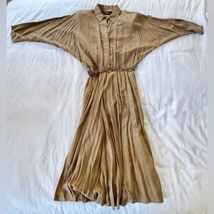 vintage raw silk dress with dolman sleeve